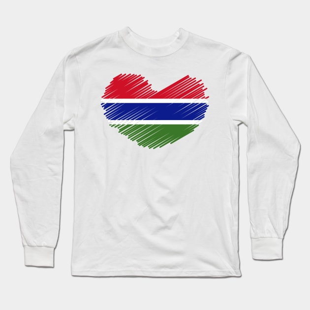 Gambia Heart Flag Design Long Sleeve T-Shirt by Sanu Designs